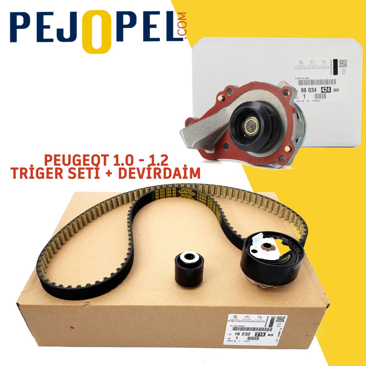Peugeot 208 - 2008 & Opel Corsa F  ( 1.0 - 1.2 Benzinli ) Triger Seti + Devirdaim (EB0 - EB2) -- ORJİNAL --