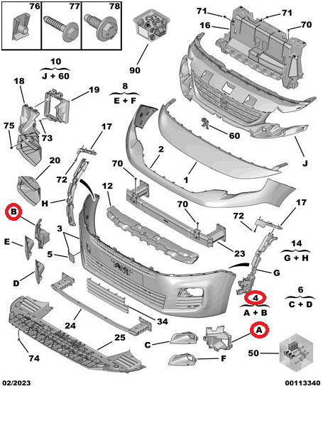 PEUGEOT & CITROEN -- PARTNER VU ( K9 ) / BERLINGO ( VU ) ( K9 ) / RİFTER ( VU ) ( K9 ) - 2019 --> ( KAPALI KASA ) -- ÖN TAMPON SİS FARI İÇ BAĞLANTI AYAK TAKIMI