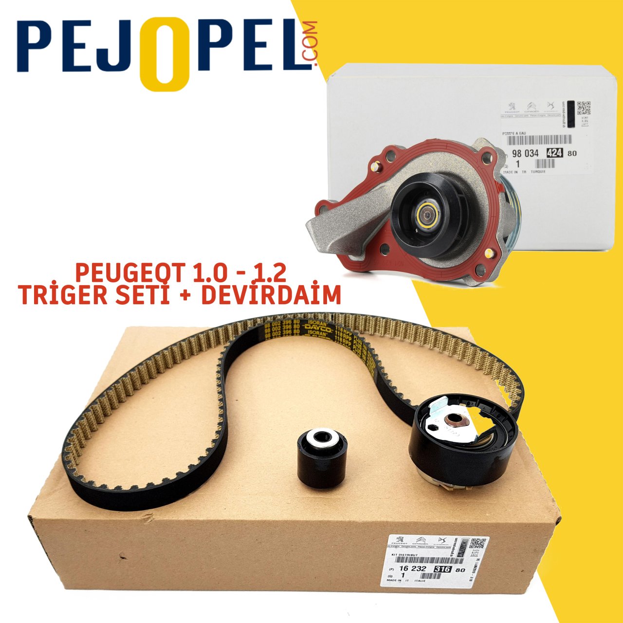 Peugeot Partner Tepee - Rifter 1.0 - 1.2 Benzinli Triger Seti + Devirdaim (EB0 - EB2) Orjinal & Dayco