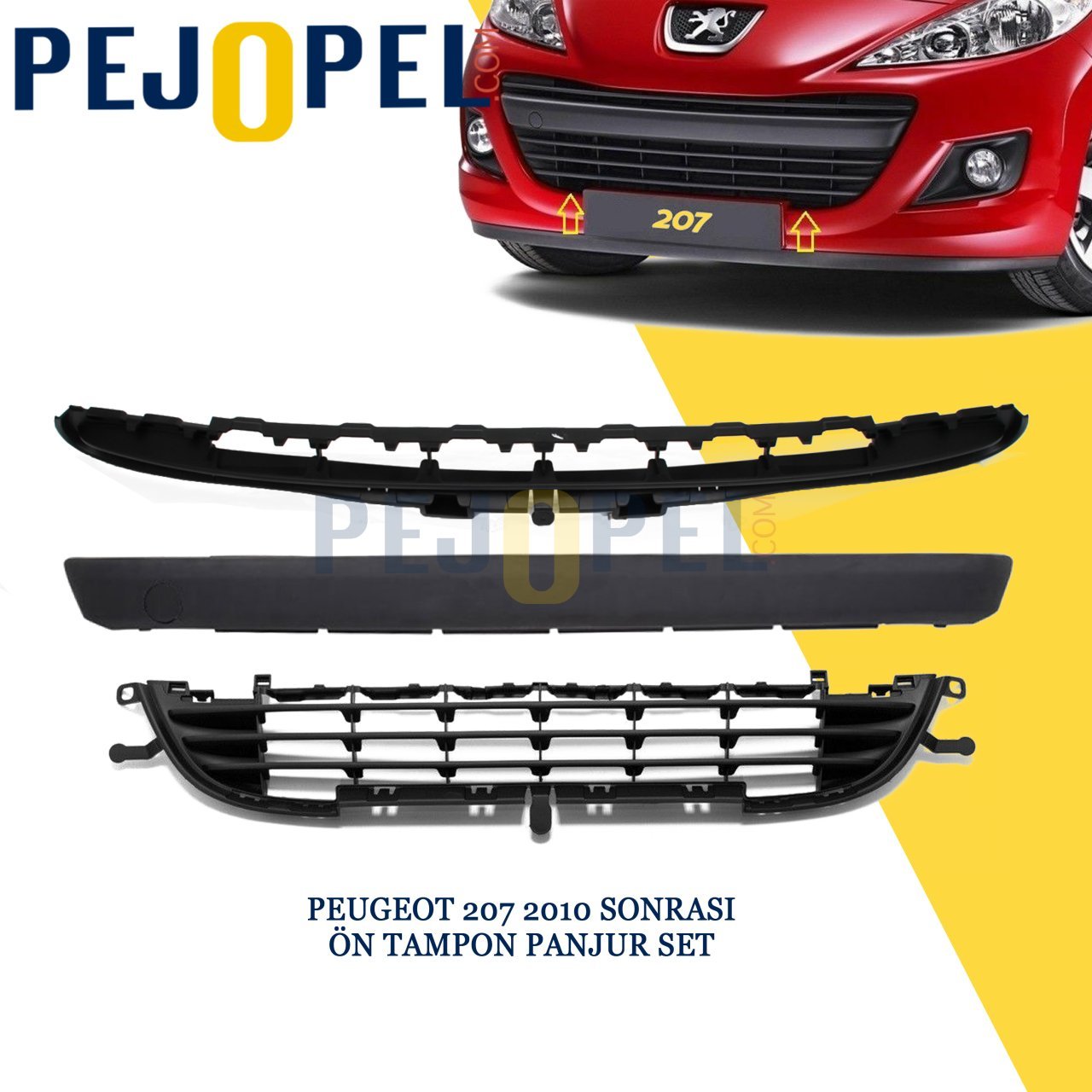 Peugeot 207 2010 Sonrası Ön Tampon Izgara Tam Set 4'lü -- KALİTELİ --