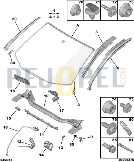 Peugeot 508 2010 Sonrası Ön Cam Yan Çıta Bakaliti Sağ veya Sol