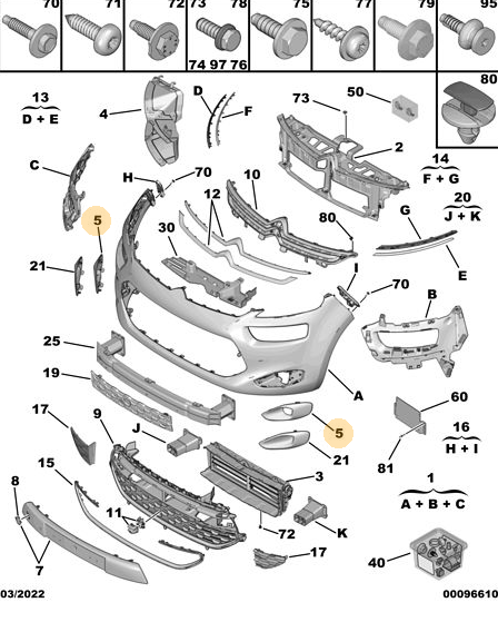 CITROEN C4 PICASSO 2012--> ( B78 ) ÖN TAMPON SİS KAPAĞI -- SOL --