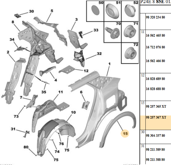 PEUGEOT 2008 ( P24E) 2020--> ÇAMURLUK AĞIZ BAKALİTİ  -- DODİK -- ARKA / SOL --