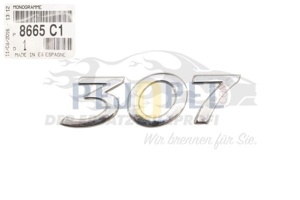 PEUGEOT 307 ARKA BAGAJ KAPUTU ÜZERİ 307 YAZISI 8665.C1