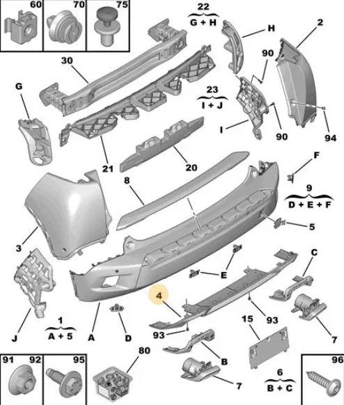 PEUGEOT -- 2008 ( P24 ) -- ARKA TAMPON  ALT SPOYLERİ --  TEK EKSOZ ÇIKIŞLI --