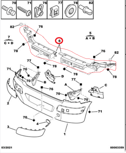PEUGEOT 307 ARKA TAMPON İÇ AYAĞI BRAKETİ ( ORTA - TAKIM ) ( HATCHBACK )