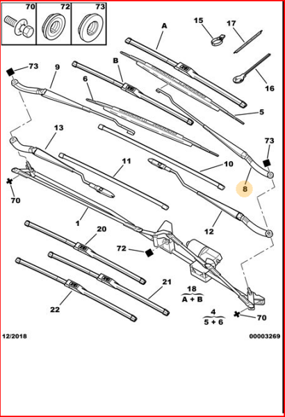 PEUGOET 307 2001-->2006  -- SİLECEK DIŞ KOLU -- ÖN SOL --