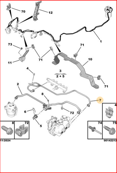 PEUGEOT & CITROEN -- 508 / 3008 / 5008 / C4 / C5 / EXPERT 4 / JUMPY 4 / GRANDLAND  -- ENJEKTÖR RAMPA - MAZOT POMPASI ARA BORUSU ( DW10FD - 2.0 HDI - EURO 6 ) --