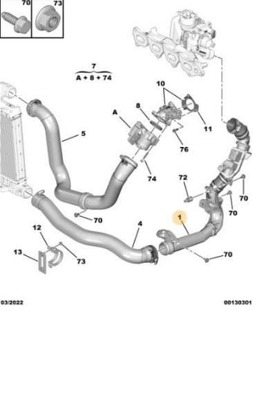 PEUGEOT & CITROEN --> EXPERT 4 / JUMPY 4 / SPACETOURER TURBO - İNTERKOL HORTUMU ARA BORU -- TURBOYA BAĞLANAN -- UÇ PARÇA --