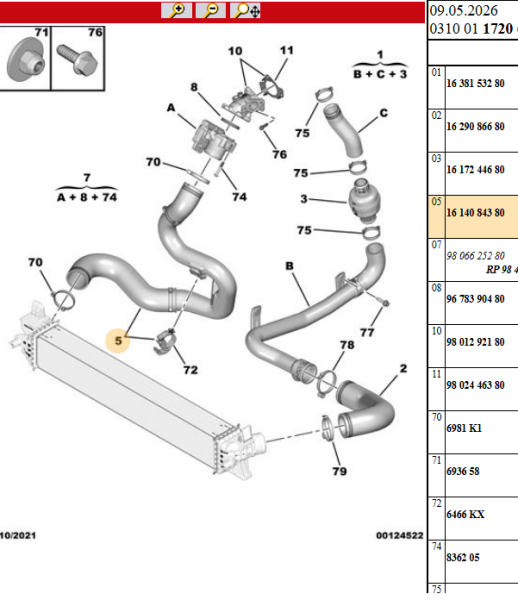 PEUGEOT & CITROEN & OPEL -> BOXER - JUMPER --> 2014--> TURBO İNTERKOL RADYATÖRÜ BORUSU HORTUMU -- KOMPLE --