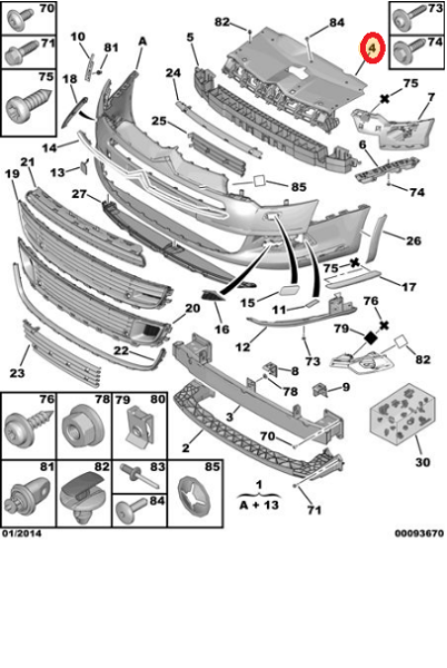 RADYATÖR ÜST DAVLUMBAZ C5 2008 SONRASI ( X7 ) ( KAPUT KİLİDİNİN GEÇTİĞİ ) - 7416Q4